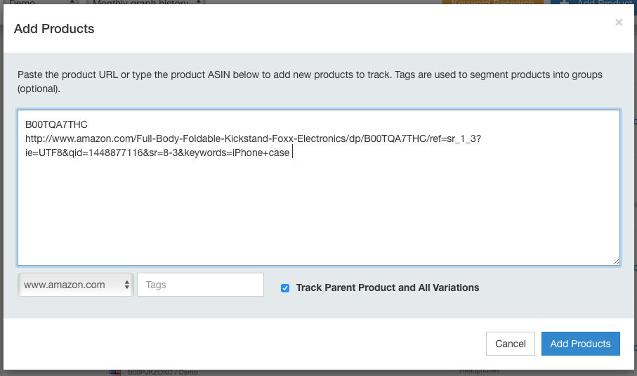 screenshot of AMZ Tracker